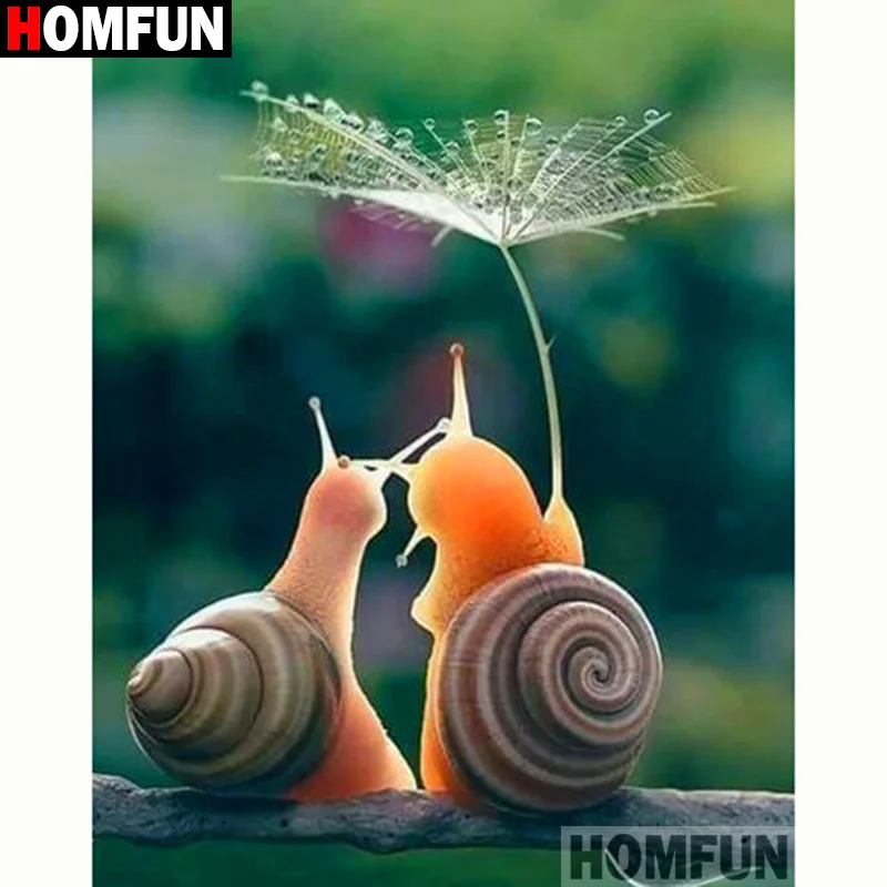HOMFUN Full Square/Round Drill 5D DIY Diamond Painting &quotAnimal snail&quot 3D Embroidery Cross Stitch Home Decor A20163 | Дом и сад