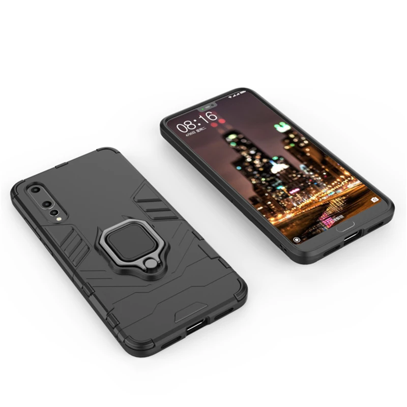 Роскошный бронированный чехол с кольцом для Huawei P Smart магнитный противоударный
