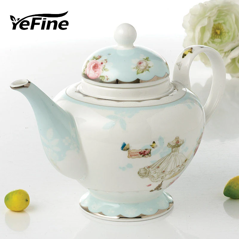 

YeFine Улучшенный костяной фарфор, кофейные горшки, мультяшный фарфор, чайник большой емкости, керамический чайник, кофейные горшки, аксессуар...