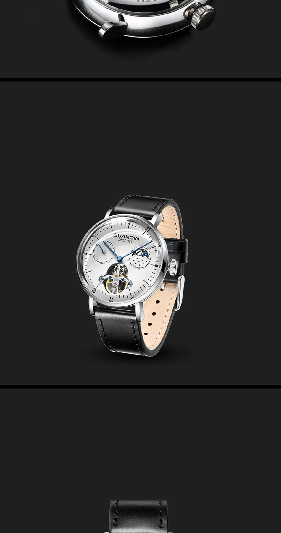 GUANQIN часы Мужские механические 3D Curver Tourbillon автоматические водонепроницаемые часы мужские наручные часы со скелетом Relogio Masculino