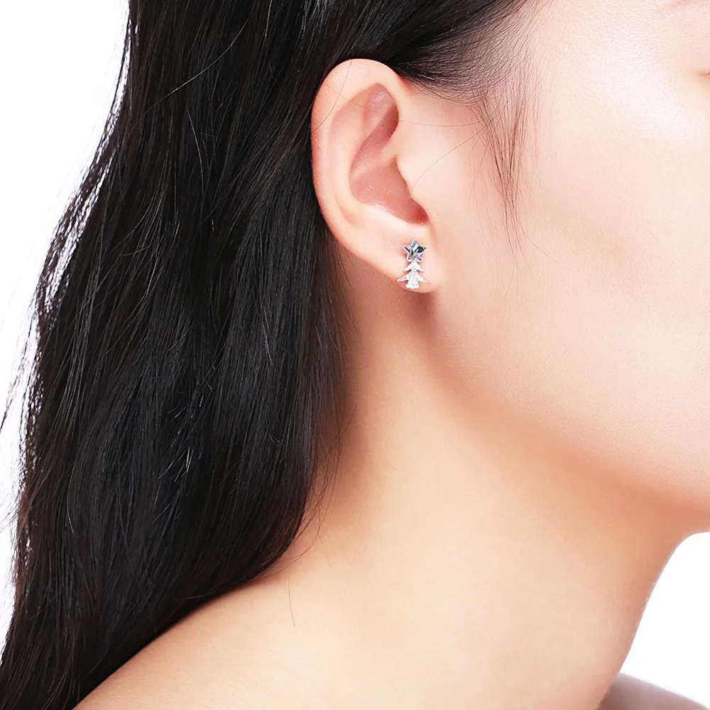 Women's Crystal Earrings High-grade Elegant Stars Sterling Silver Christmas Tree 925 Stud OL fashion | Украшения и аксессуары