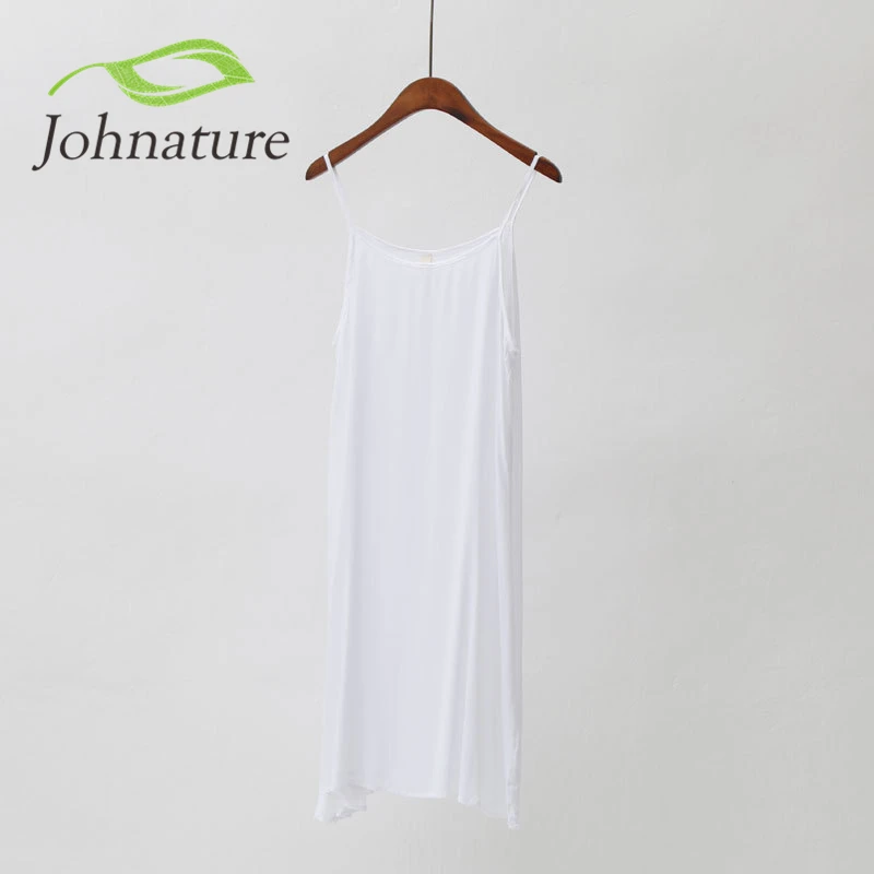 Johnature 2021 Summer New Casual Cotton Strap Dress Loose Vintage Solid 10 Colour Cheap Cute Brief Camis | Женская одежда