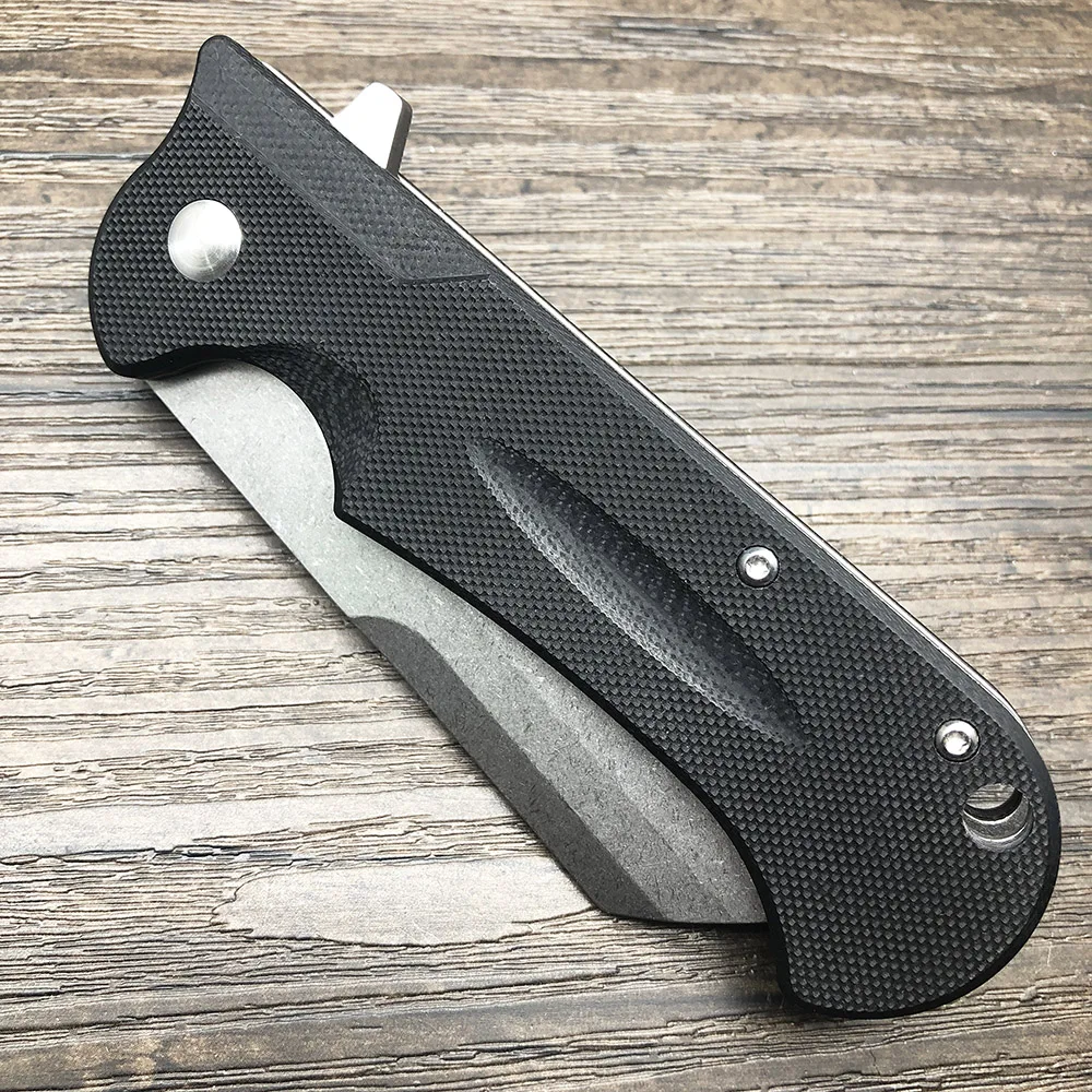 ZZSQ шарикоподшипник складной нож для кемпинга D2 стальное лезвие черный G10 Ручка