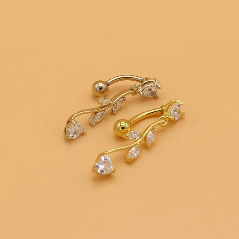 Кольцо для пупка из медицинской стали с кристаллами и стразами | Украшения