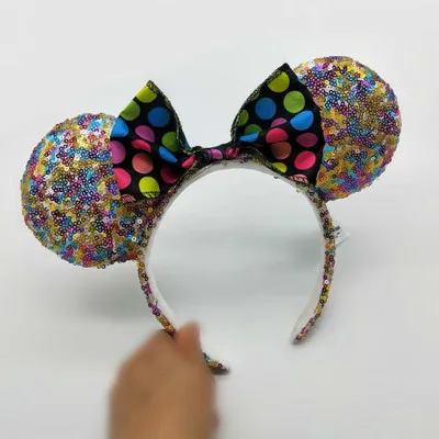 Микки Минни повязка для волос играть в игры Женские вечерние головные уборы уши Блестки для волос-ленты принцесса наголовный обруч плюшевый подарок игрушка для ребенка