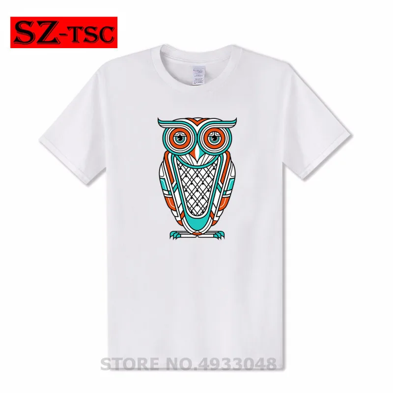 Мужская футболка с короткими рукавами в стиле арт деко принтом совы летняя