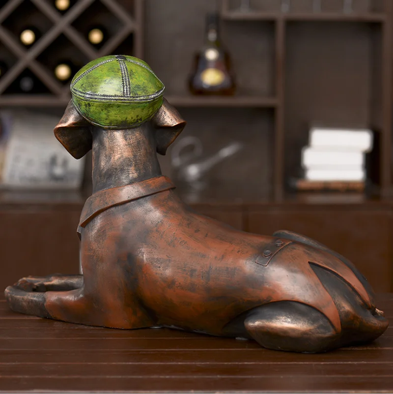 

Home resin decoration dog cafe restaurant bar retro prop model room soft retro American resin dog WL5141156