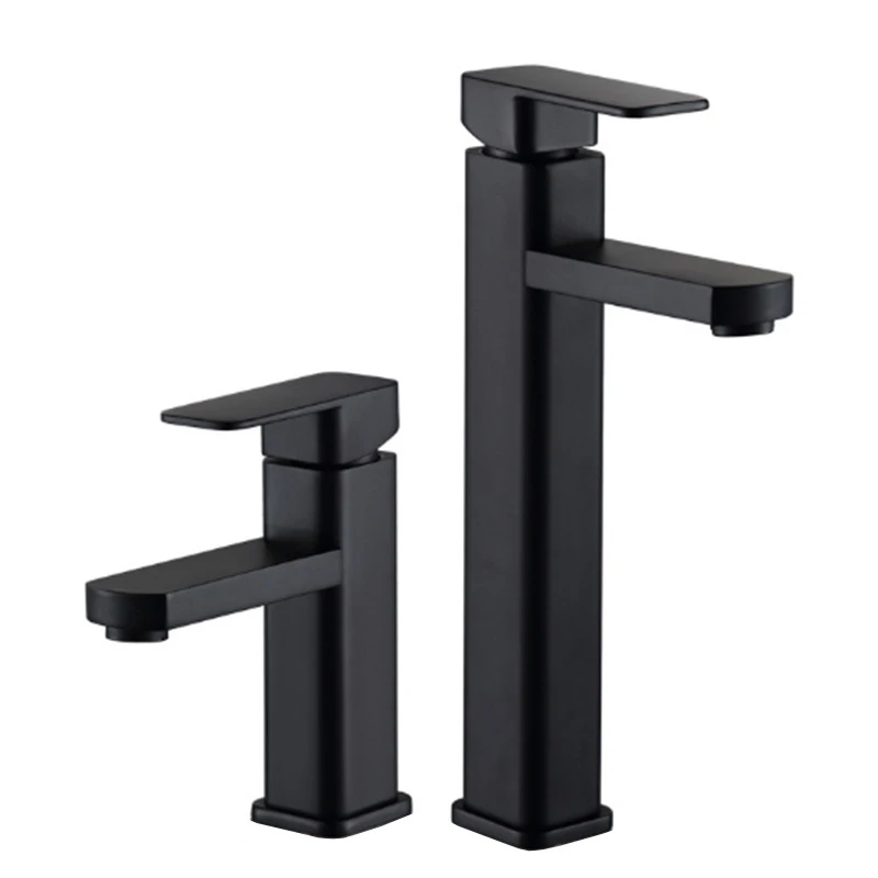 SUS Stainless Steel Economic Black Bathroom Sink Faucet Modern Square Lavatory Basin Mixer Taps B3323 | Обустройство дома