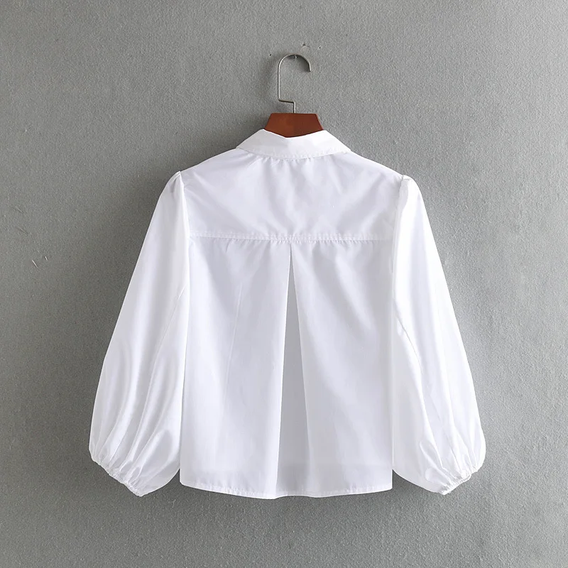 Весна Лето 2019 Новая женская блузка Повседневная девять четверть отложной
