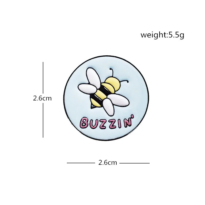 Металлическая эмалированная брошь в виде круглой пчелы BUZZIN милая мультяшная