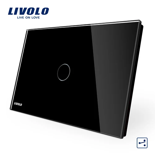 LIVOLO AU/стандарт США, сенсорный выключатель, перекрестный переключатель, 1 партия 2-полосная, Сенсорный экран светильник переключатель, белый, с украшением в виде кристаллов Стекло Панель - Цвет: Black