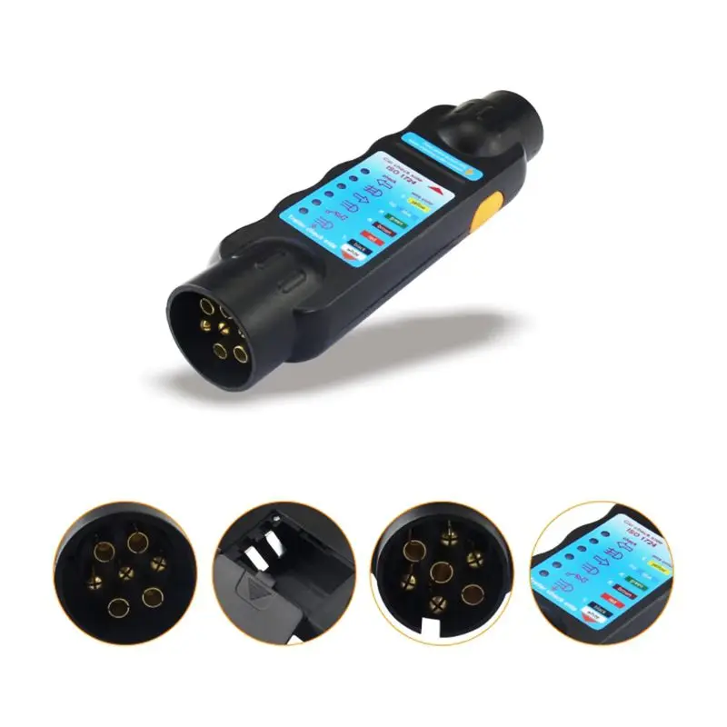 

New 1 Pc Durable DC 12V 7-Pin Vehicle Car Truck Trailer Plug Socket Tester Wiring Circuit Light Test Tool For European