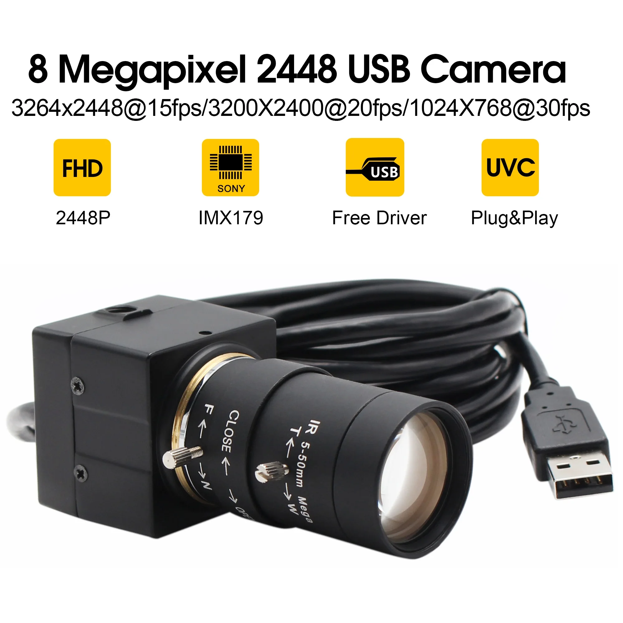 Мини камера видеонаблюдения 8 Мп 3264X2448 usb 1/3.2 датчик Sony IMX179 корпус мини