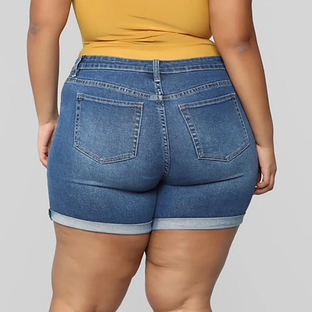 European and American BF summer wind female blue high waist denim shorts women worn loose burr hole jeans shorts#G2 |