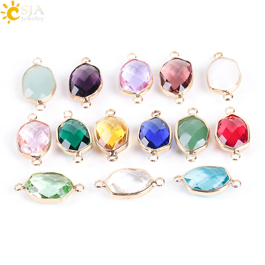 CSJA Австрийское стекло с двойными отверстиями золотого цвета фоторазъем для