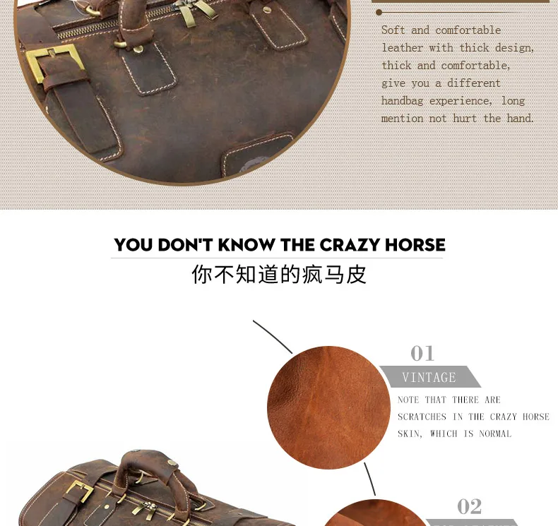 Качественная мужская сумка Crazy Horse из кожи, большая вместительность, Ретро дизайн, сумка для багажа, модная сумка для путешествий, сумка-тоут 8151