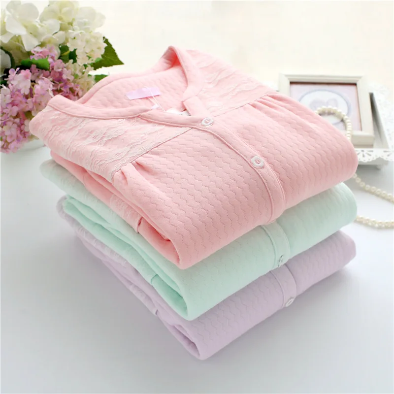 Женские пижамы хлопковые с длинным рукавом новинка Осень-зима пижамный комплект