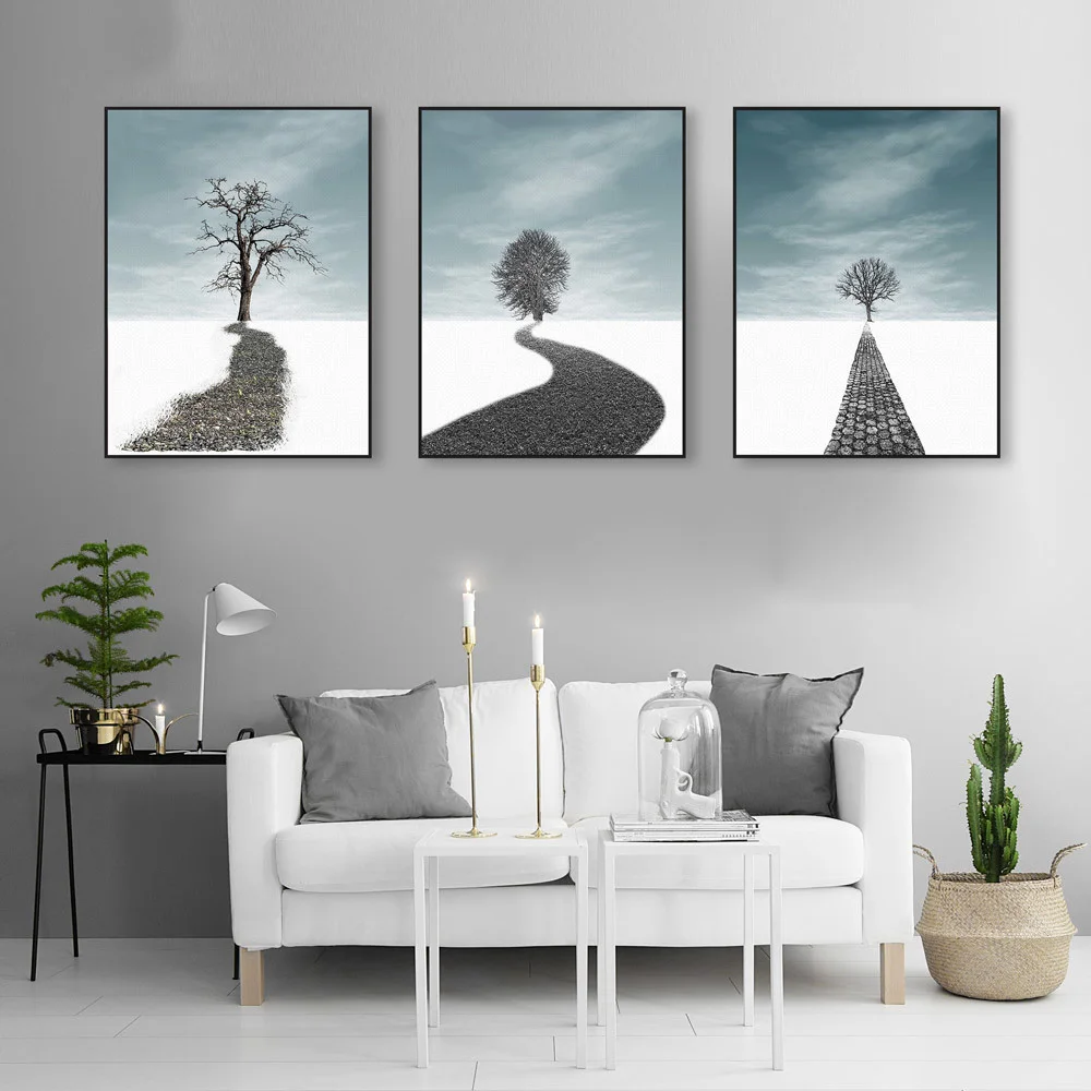 LZN Landscape Photo Abstract Canvas Tree Poster Print Large Portrait Of The Wall Art Without Modern Frame Nordic Living Home | Дом и сад