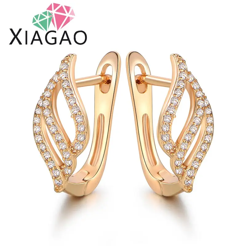 Женские серьги кольца XIAGAO золотистого цвета с крыльями и декоративными