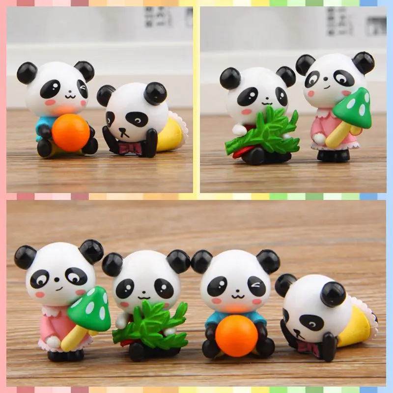 Бесплатная доставка 4 шт./лот мини-игрушки панды из ПВХ медведи бамбуковые