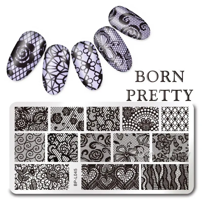 BORN PRETTY 35 выбор цветочные бабочки шаблон пластина для стемпинга для нейл-арта серия «Мандала» DIY маникюр шаблон трафаретная штамповка - Цвет: BP-L045