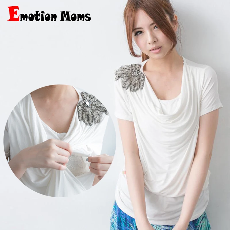 Emotion Moms модный дизайн Улучшенная мягкая ткань для беременных и кормящих футболок