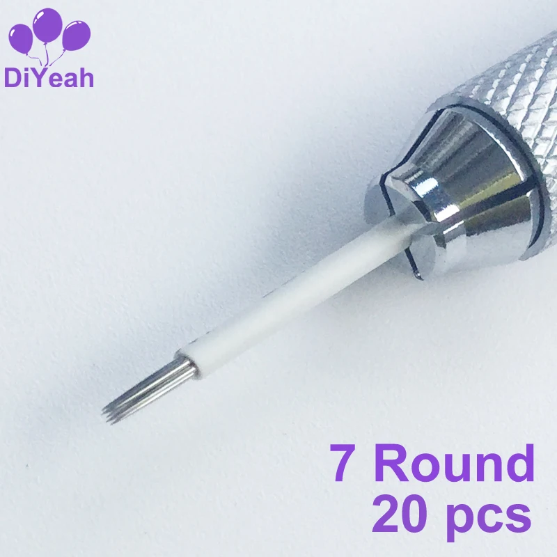 

20pcs 7 Round needles for manual pen Semi permanent makeup manual fog pen needle R7 microblading eyebrow tatoo pen tatuaje cejas