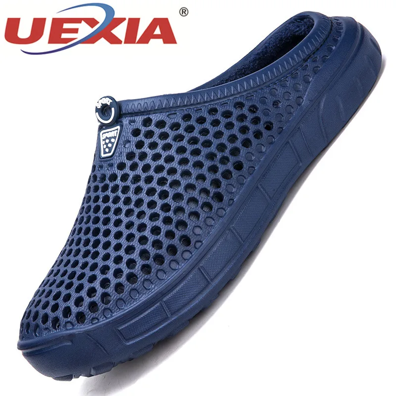UEXIA/новые хлопковые тапочки мужская обувь зимние теплые мягкие домашние с