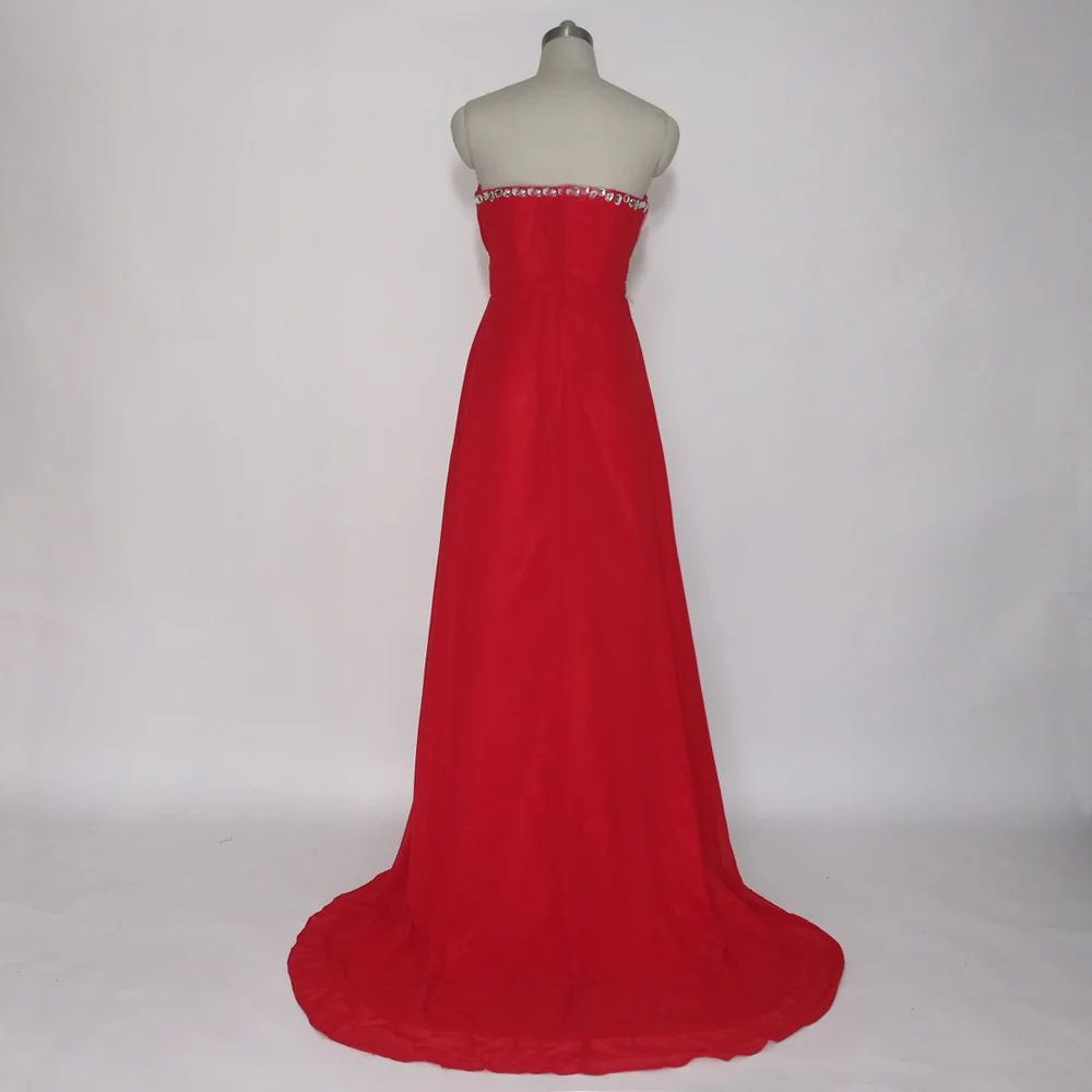 Дешевые красные шифоновые вечерние платья JIERUIZE Длинные с кристаллами и
