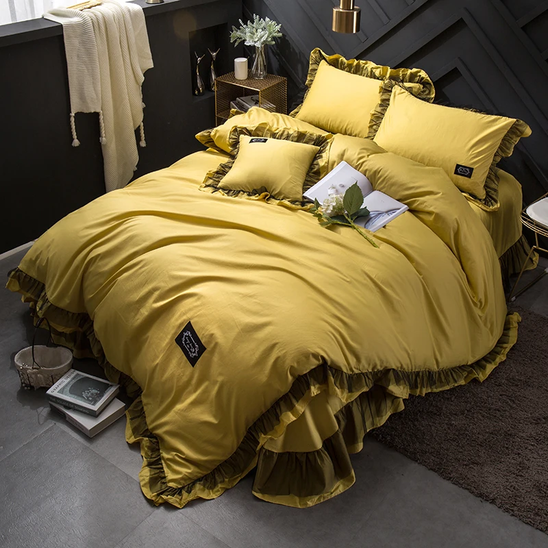 

Solid Color Luxury Bedding Set Queen Size Queen Comforter Sets Europe Bedding Duvet cover BedSheet PillowCase 4 Pcs