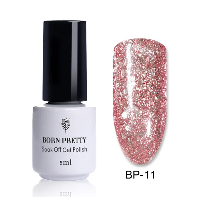 1 флакон 10 мл BORN PRETTY Rose золотистый гель Блестящий замачивающийся УФ Гель-лак для нейл-арта - Цвет: 5ml BP-11