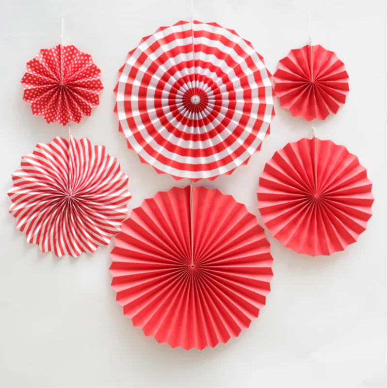 6 шт. бумажные веера Pinwheels Висячие цветочные поделки для детского дня рождения