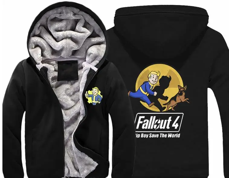 Игра Fallout 4 Hoodie Pin Boy Save The World принт на молнии Кардиган Толстовка супер теплое плотное флисовое пальто для мужчин и женщин