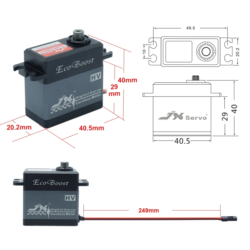 Servo Digital sin n&uacute;cleo JX CLS6336HV, engranaje de Metal con carcasa de aluminio, de alto voltaje, para helic&oacute;ptero 1/8 RC D3P0-4