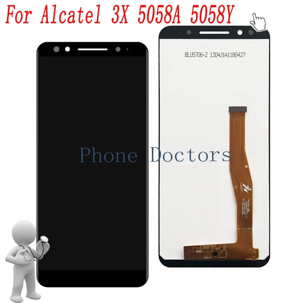 5 7 "для Alcatel 5058i Полный ЖК-дисплей + сенсорный экран дигитайзер в сборе для 3X5058 5058A