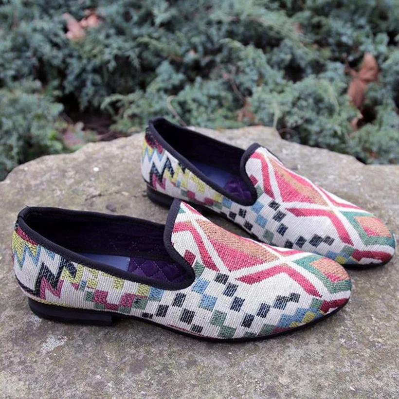 Мужские лоферы ручной работы смешанные цвета для мужчин вязаные туфли с красным