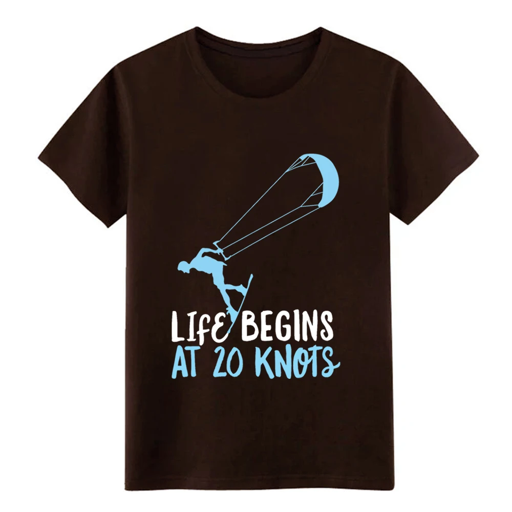 Chocolate Мужская футболка для кайтсерфинга жизнь начинается 20 узлов Kiteboard Футболка дизайнерская футболка с круглым вырезом тонкая интересная рубашка здания - Цвет: Chocolate