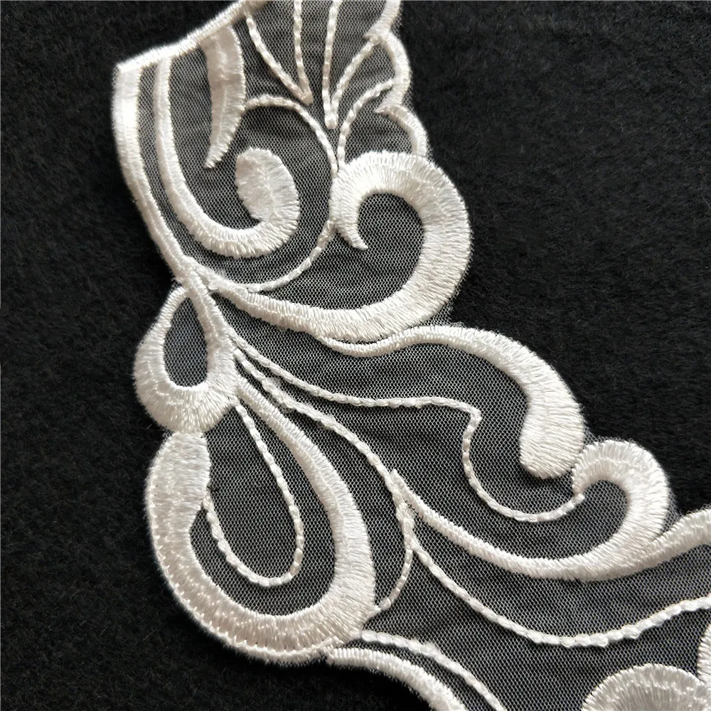 New White/Black Embroidery Venise Neckline Lace Collar Costume Dress Fine Applique Motif Dress Fabric DIY Sewing Accessories