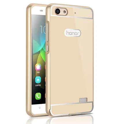 Golden Роскошный чехол для huawei Honor 4x, Зеркальный Алюминиевый бампер, металлическая акриловая задняя крышка для Honor 4 X Play Che2-L11 CHE-TL00, чехол для телефона s - Цвет: Golden