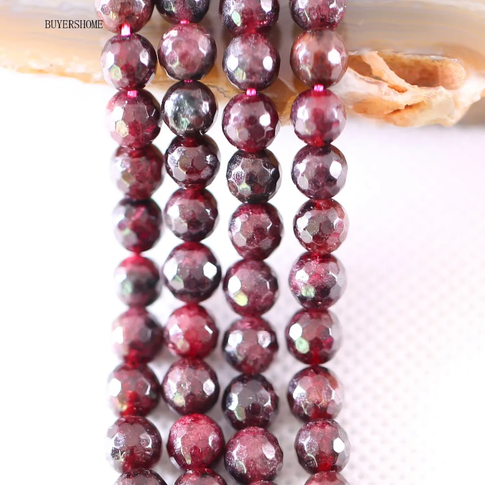  Fit Making Jewelry Necklace A++6MM 8MM 9MM Natural Stone Red Garnet Round Faceted Loose Beads String 15.5&quot | Украшения и