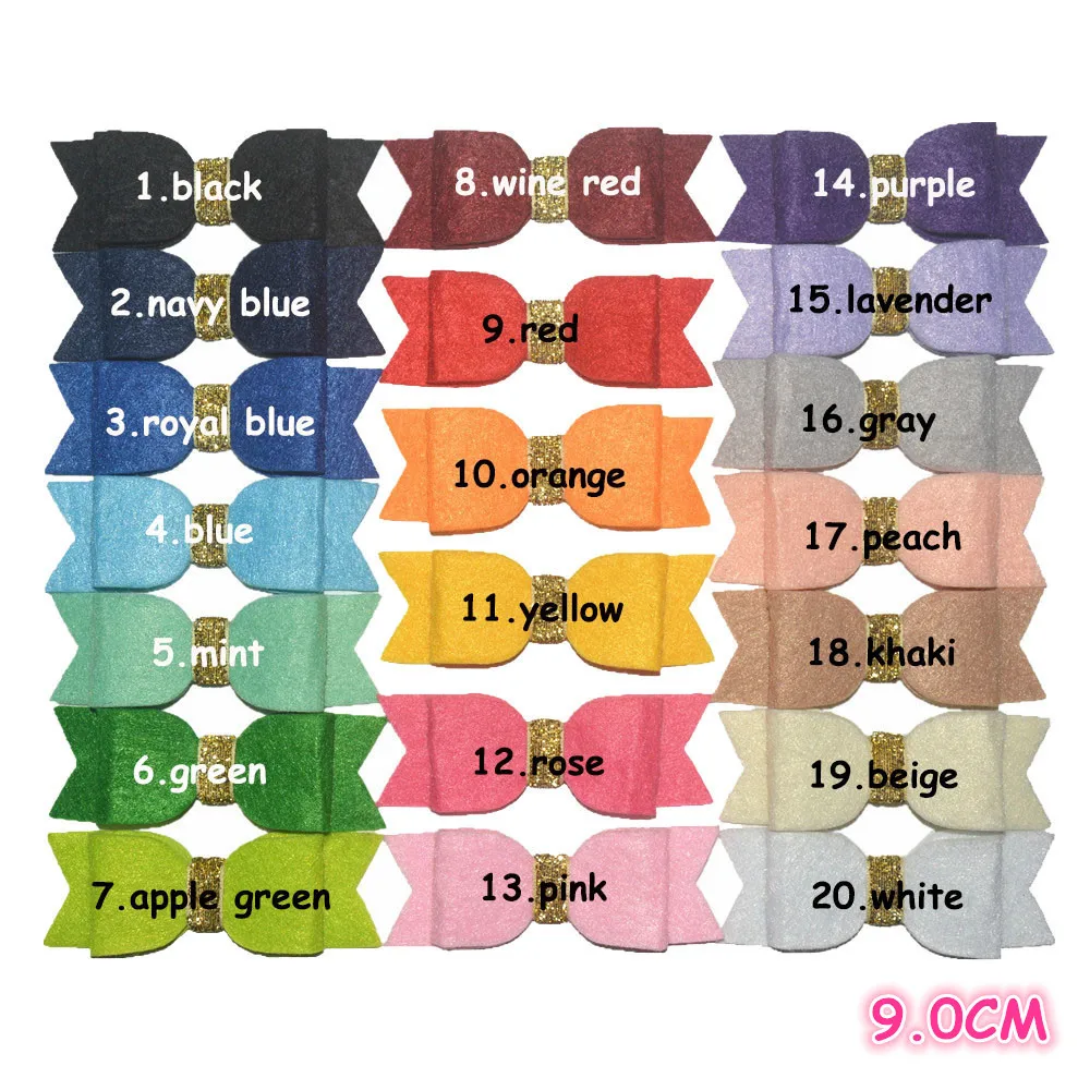 

25 pcs/lot , 9 cm non woven fabric hair bowknot headwear accessories bows for headwear 20 colors
