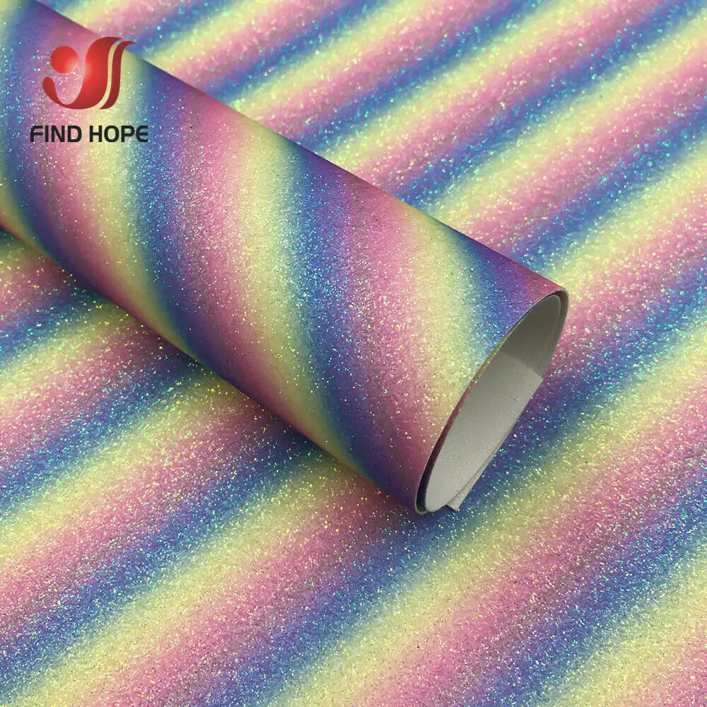 Ranbow Gradient А4 цветочный принт сверкающая радуга звезда бабочка тонкий блеск кожа ткань кожзам лук Ремесло DIY материал - Цвет: Ranbow Gradient