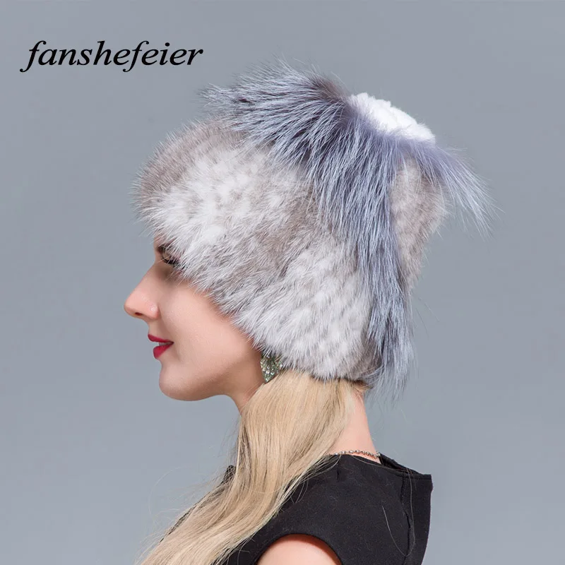 Fanshefeier новые высококачественные шапки из натурального меха норки для женщин лисы