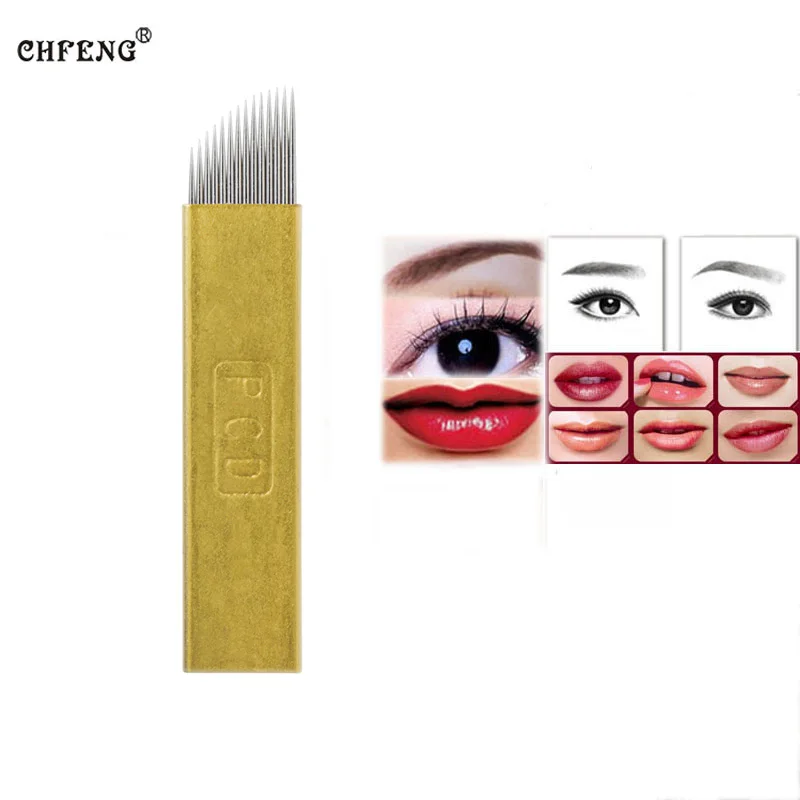 Лезвия для микроблейдинга татуировок 50 шт. 14PCD Перманентный макияж бровей губ
