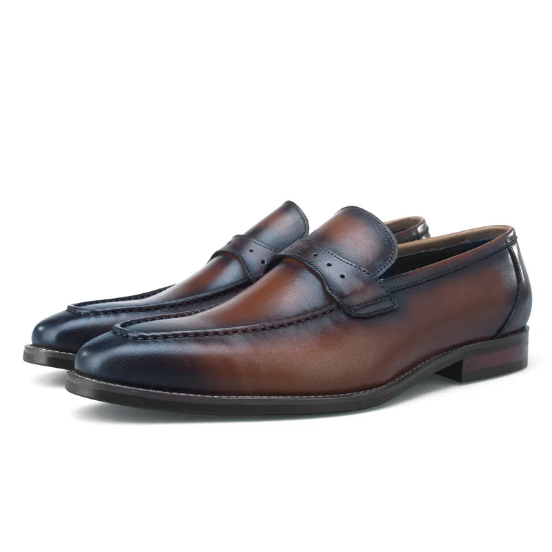 Fashion Brown / Black Loafers Mens Business Shoes Genuine Leather Wedding Formal Dress Male Social | Обувь
