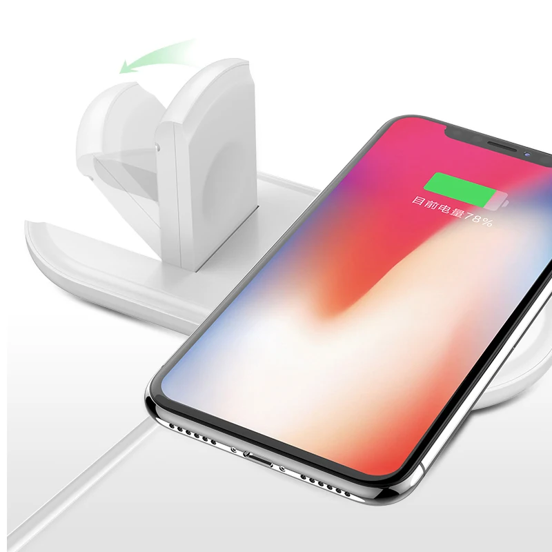 2 в 1 Беспроводное зарядное устройство для iPhone X 8 XR XS Max samsung S8 S7 S9 10 Вт QI Быстрая