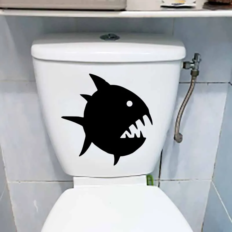 YOJA 21.3X24.1CM Cartoon Piranha Fish Toilet Seat Decal Wall Sticker Bedroom Home Decor T5-0438 | Дом и сад