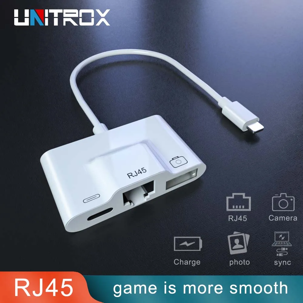 2 шт. USB цифровой конвертер для камеры Lightning к RJ45 OTG адаптер Ethernet LAN Проводная сеть с