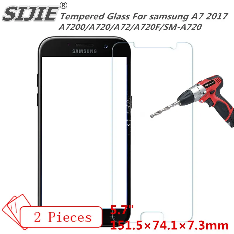 2 шт. закаленное стекло для samsung A7 2017 A7200 A720 A72 A720F SM-A720 чехол GALAXY экран защитный 5 7