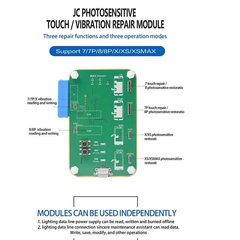Photosensitive Modul JC Pro1000S мульти-функциональный PCIE NAND программер HDD SN читать инструмент Батарея линии передачи данных для iPhone 8 8P X 7 7P 6 6S 6SP iPad 23456 - Цвет: Photosensitive Modul